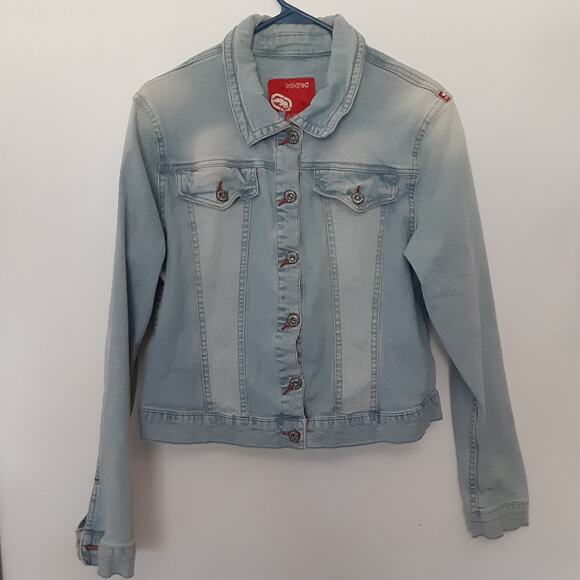 Vtg Ecko Red Eckored Womens Denim Stonewashed Jacket Size XL - Picture 1 of 9